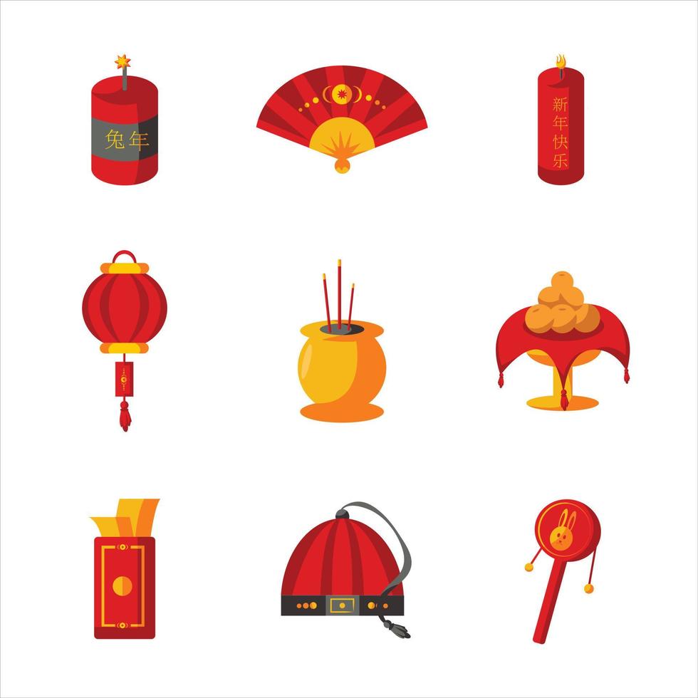 Chinees Nieuwjaar icon set vector