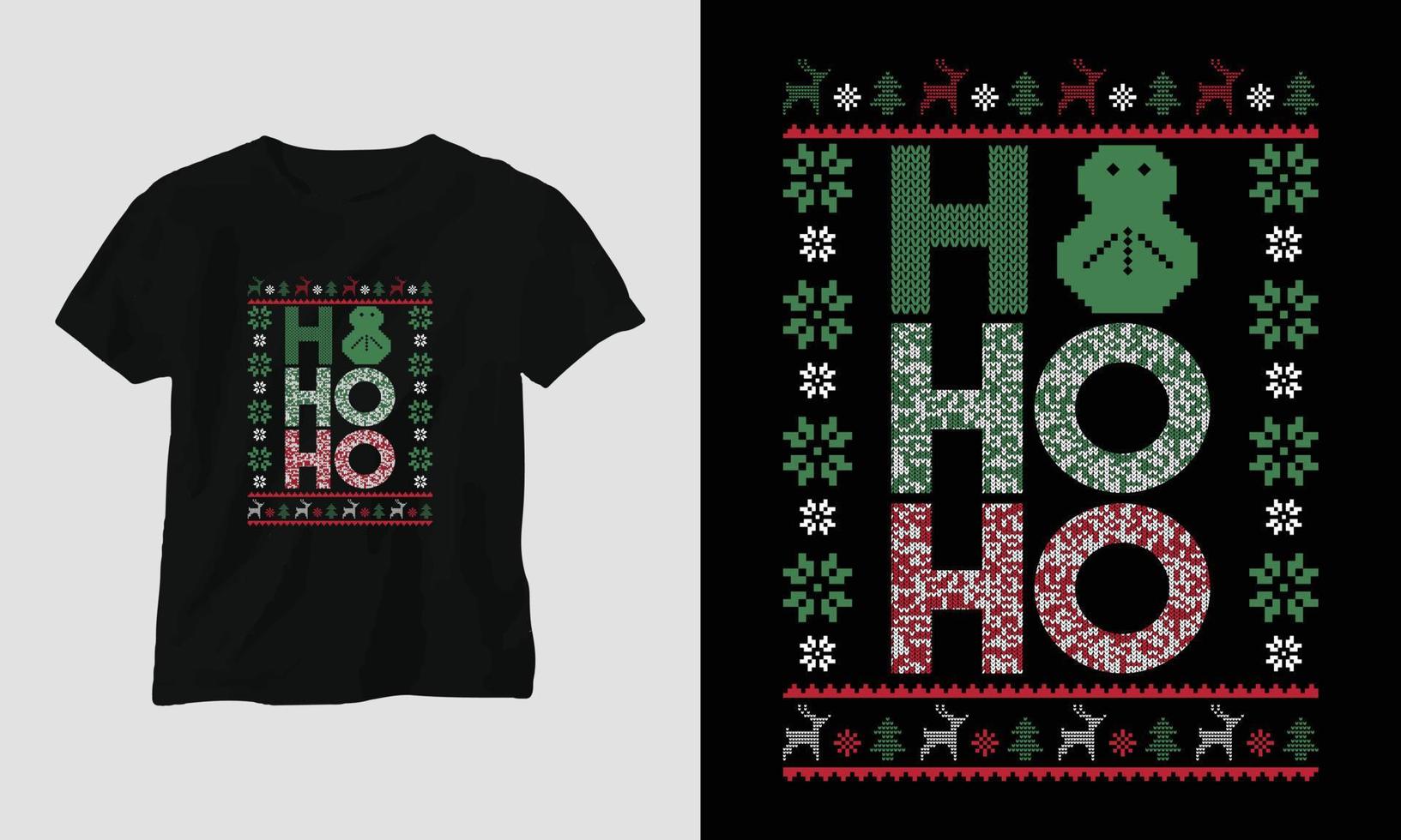 ho ho ho - lelijk Kerstmis retro stijl t-shirt ontwerp vector