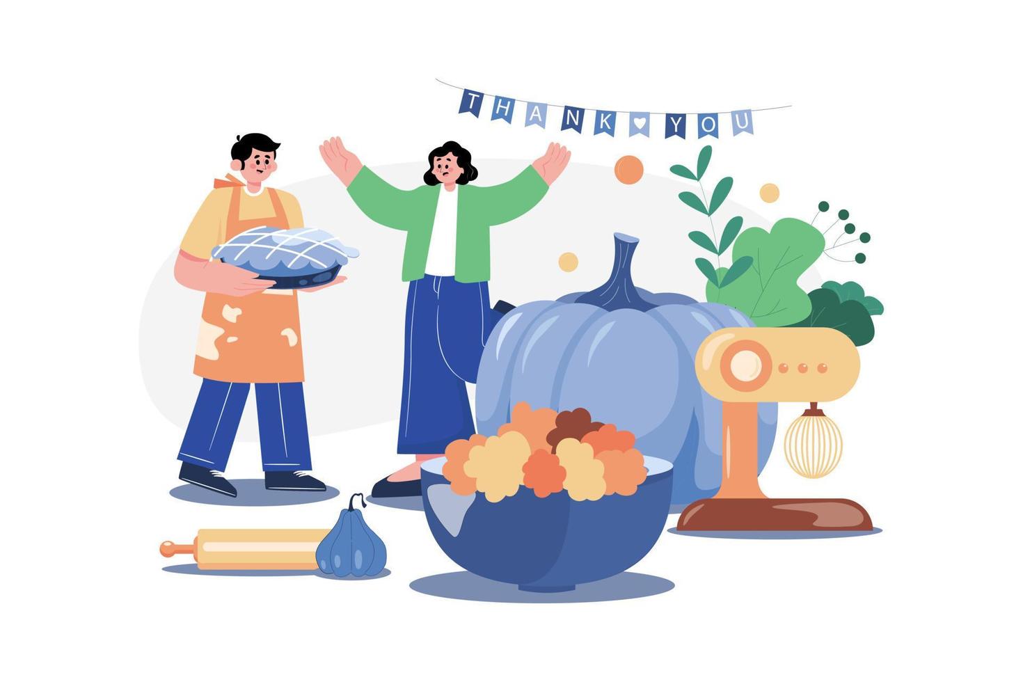 Thanksgiving dag illustratie concept. vlakke afbeelding geïsoleerd op een witte achtergrond vector