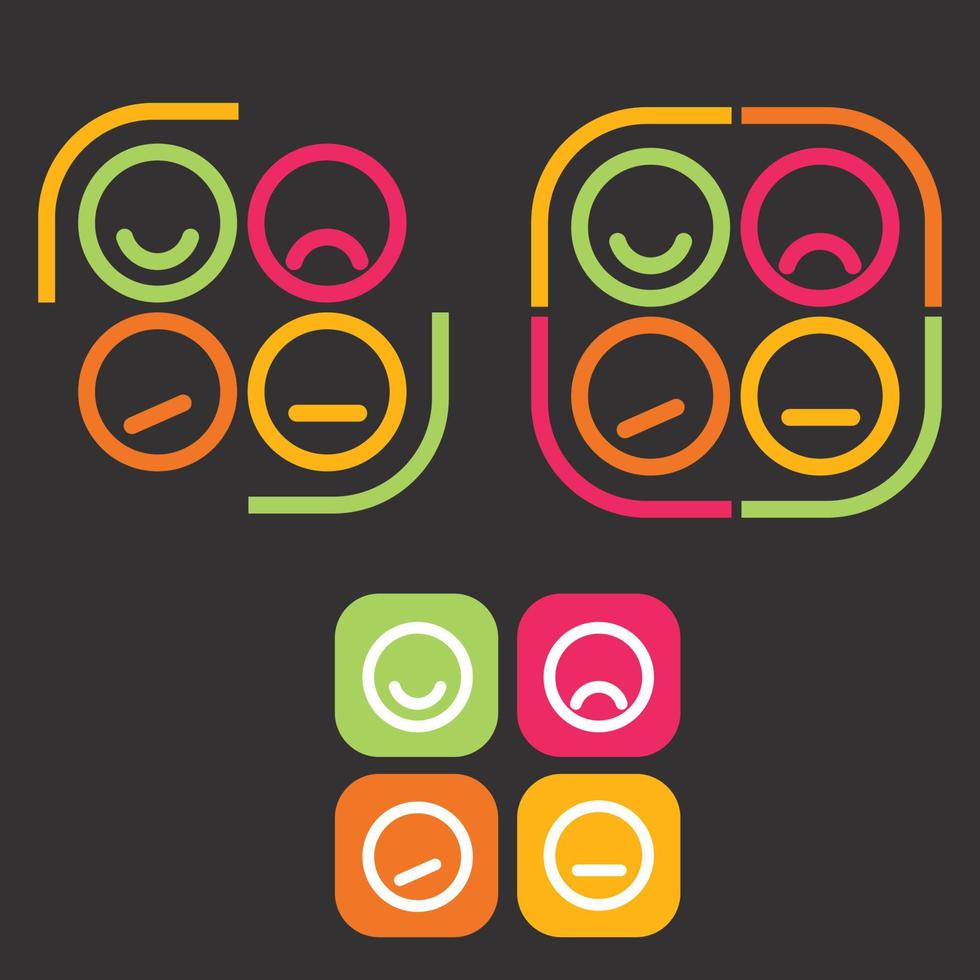 Op maat emoji gezicht emoticon icoon symbool logo ontwerp vector illustraties