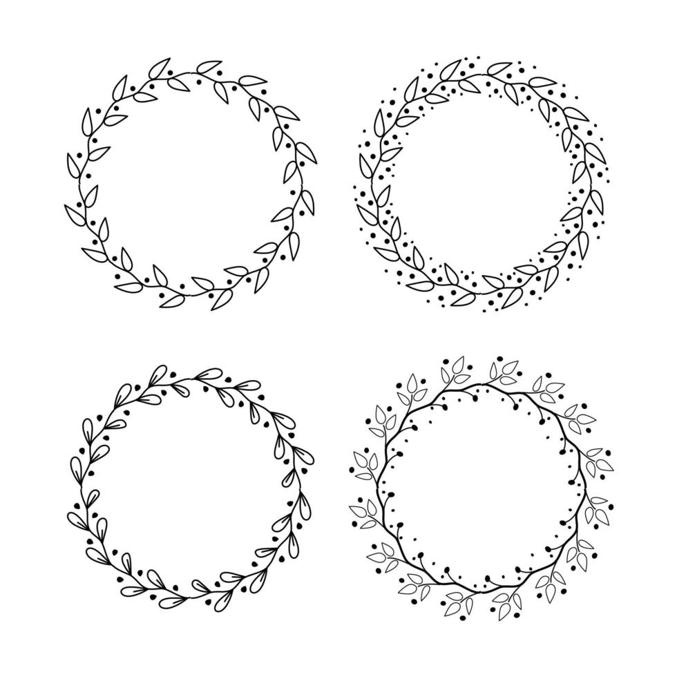 reeks van bloemen ronde kaders Aan een wit achtergrond. vector illustratie.