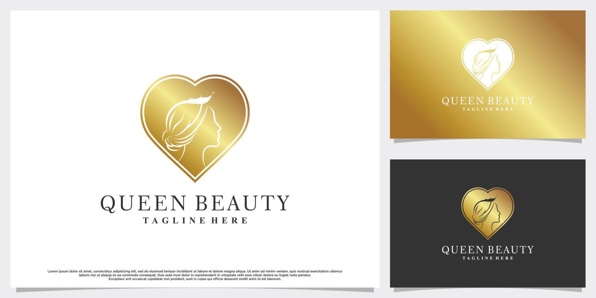 koningin schoonheid logo ontwerp inspiratie voor vrouw met creatief concept premie vector