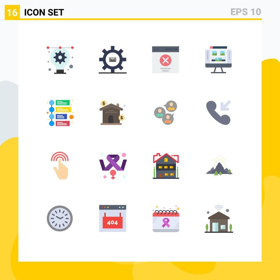 reeks van 16 modern ui pictogrammen symbolen tekens voor scherm computer bericht galerij bericht bewerkbare pak van creatief vector ontwerp elementen