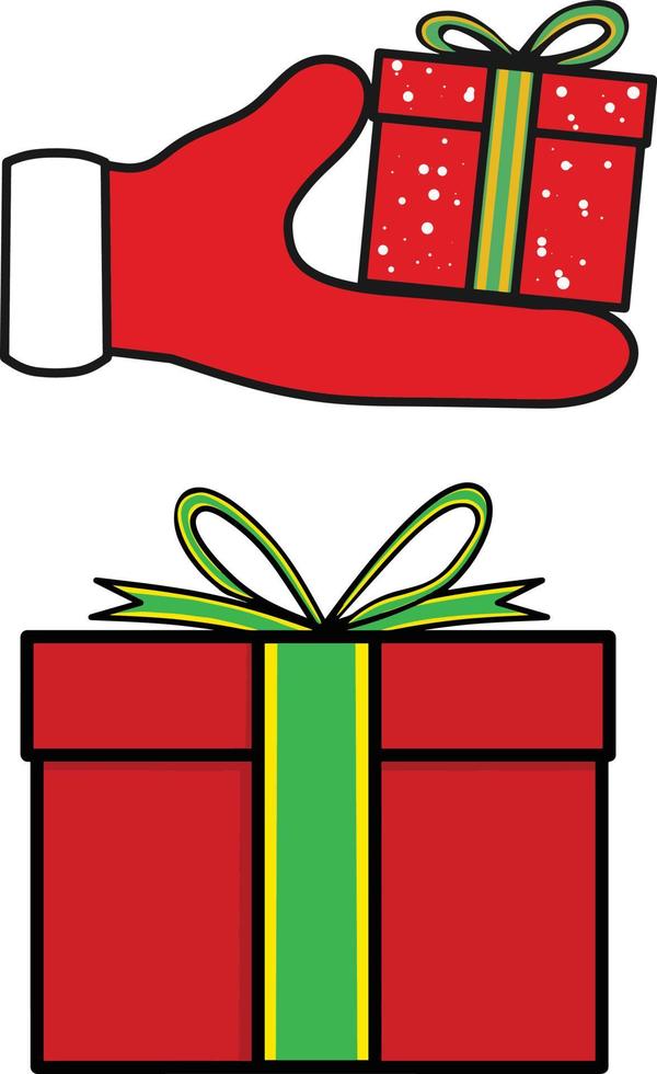 hand- de kerstman geschenk vector