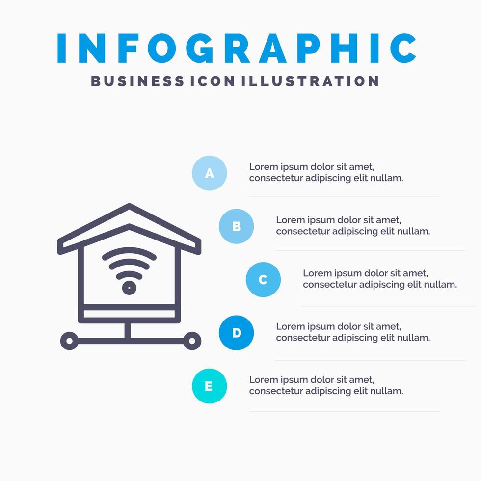 veiligheid internet signaal lijn icoon met 5 stappen presentatie infographics achtergrond vector