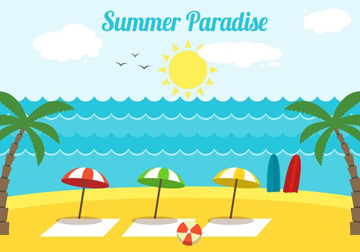 Gratis Flat Design Vector Zomer Paradise Illustratie