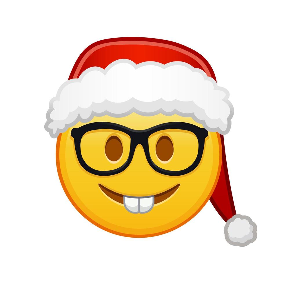Kerstmis nerd gezicht groot grootte van geel emoji glimlach vector