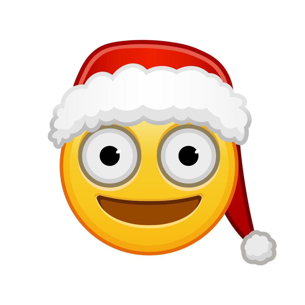 Kerstmis gezicht met groot ogen groot grootte van geel emoji glimlach vector