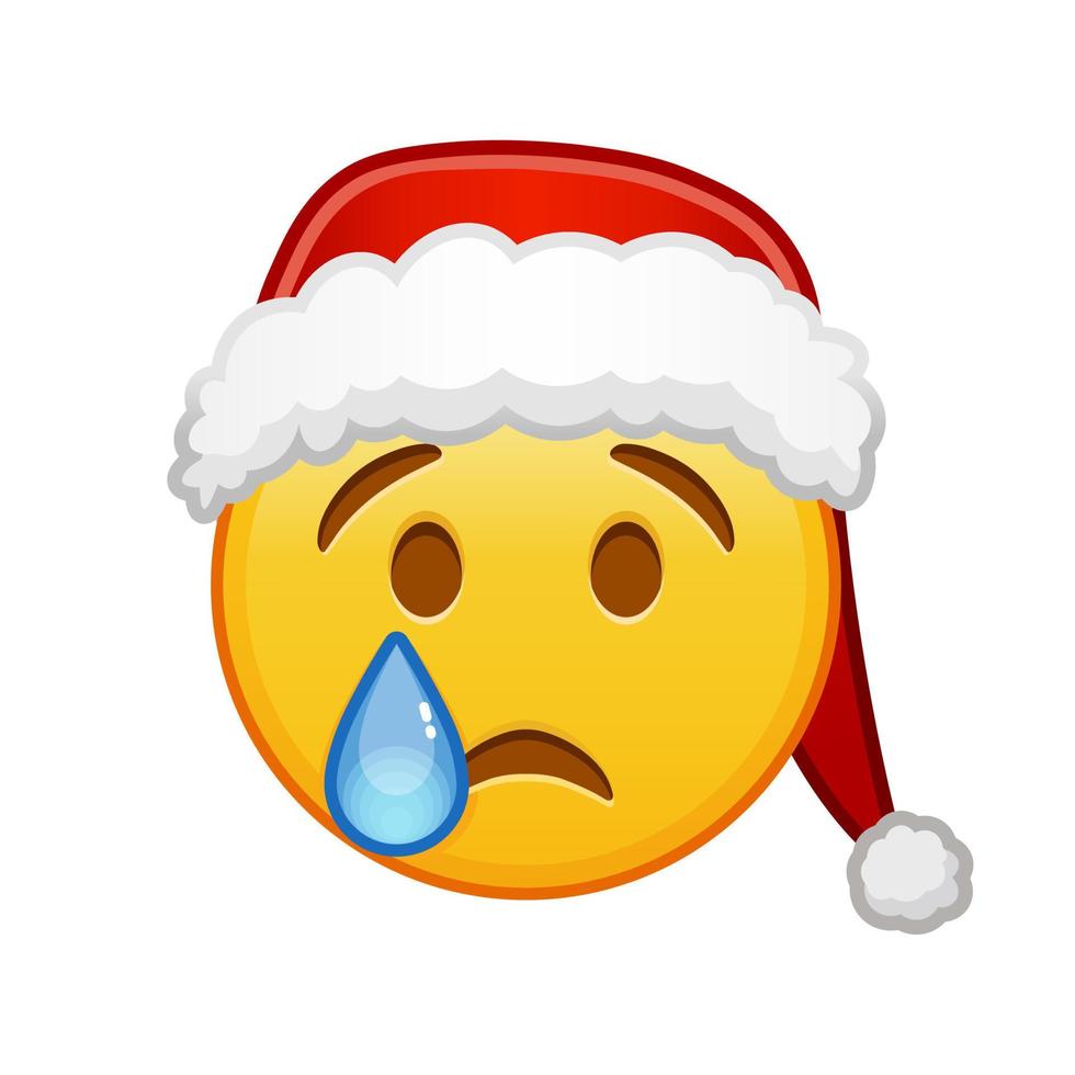 Kerstmis huilen gezicht groot grootte van geel emoji glimlach vector