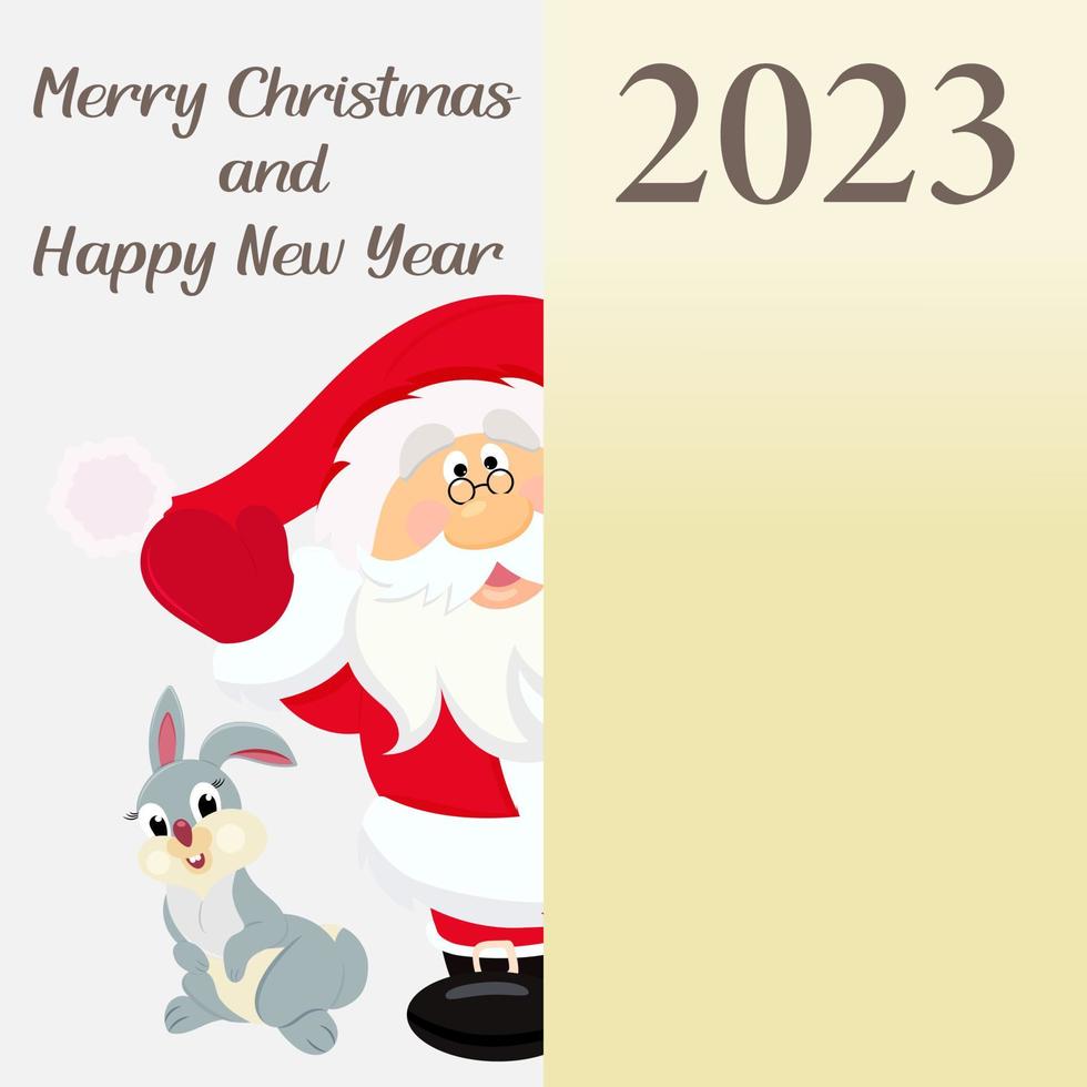 vrolijk de kerstman met konijn 2023 vector