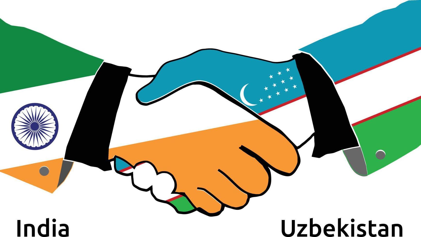 Indië handdruk met Oezbekistan het beste gebruik voor bedrijf, of ieder projecten vector