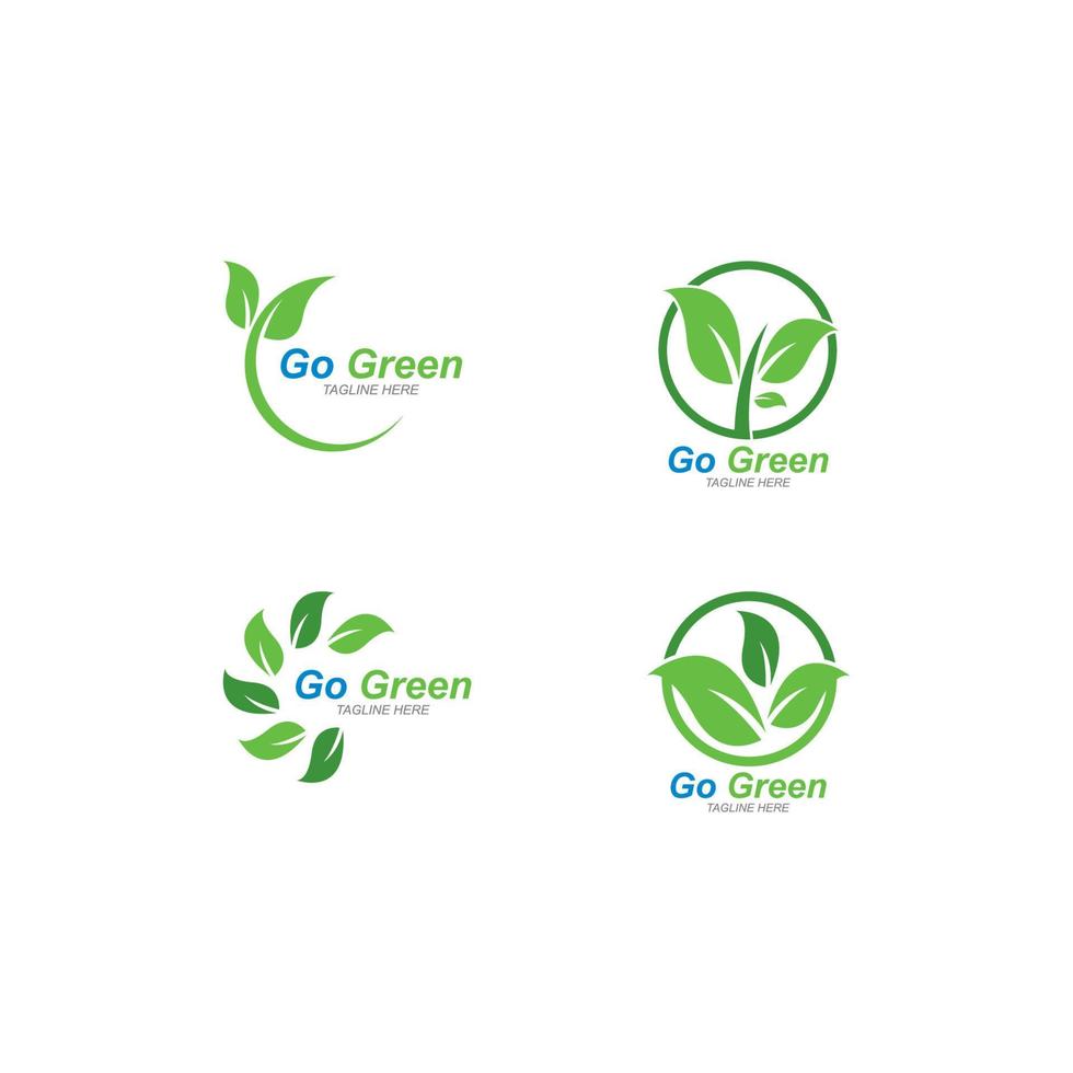 Gaan groen, eco boom blad logo sjabloon vector