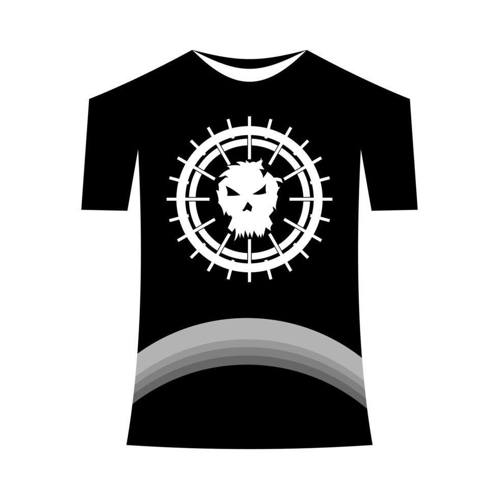 t-shirt sjabloon, voorkant, kant, terug visie model. vector eps 10 illustratiedaar is een schedel hoofd ontwerp in het