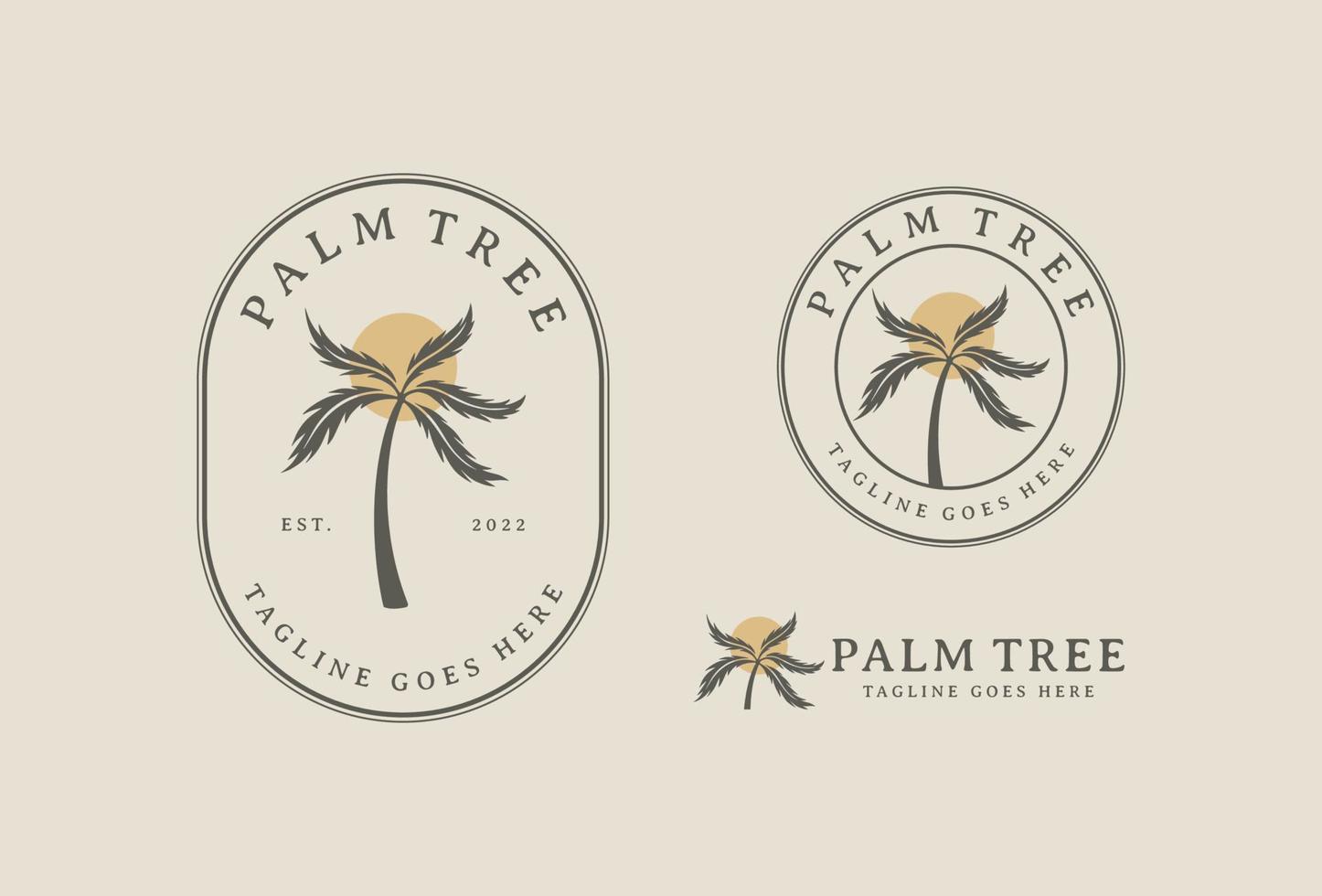 palmboom vintage logo ontwerpsjabloon vector