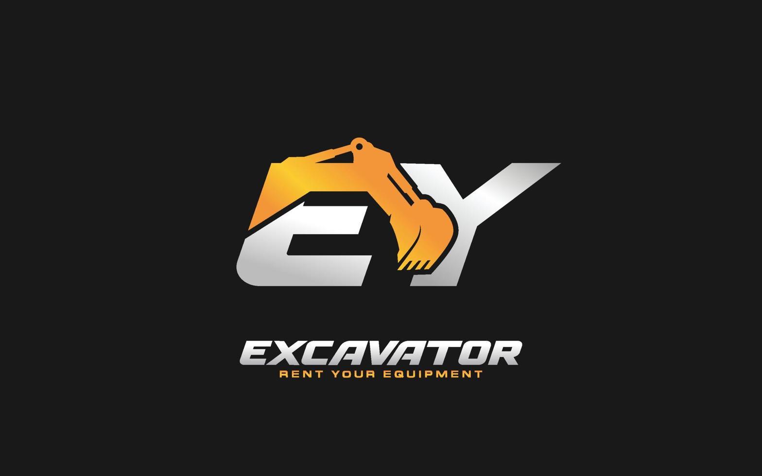 ey logo graafmachine voor bouw bedrijf. zwaar uitrusting sjabloon vector illustratie voor uw merk.