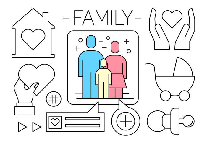 Gratis Lineaire Familie Pictogrammen vector