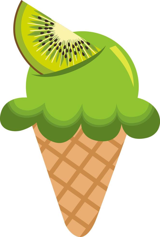 heerlijk kiwi ijs room ijshoorntje vector