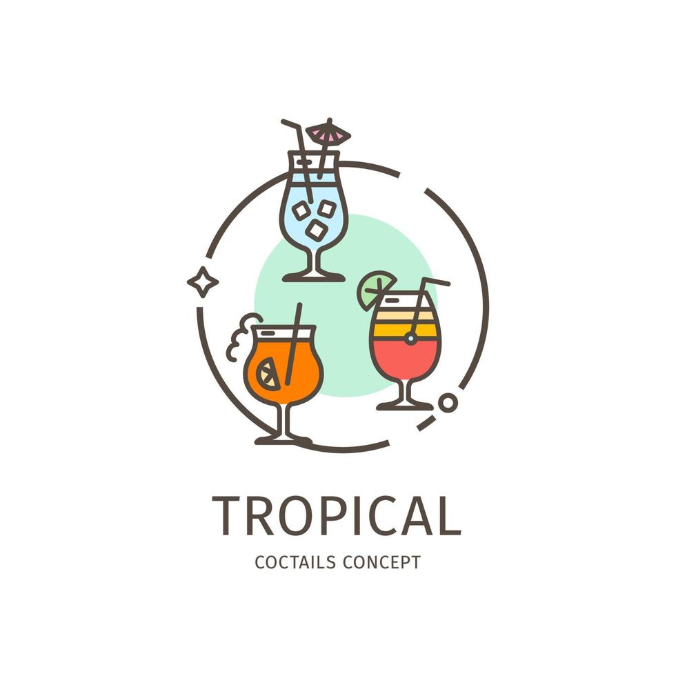 cocktails tropisch dun lijn icoon concept. vector