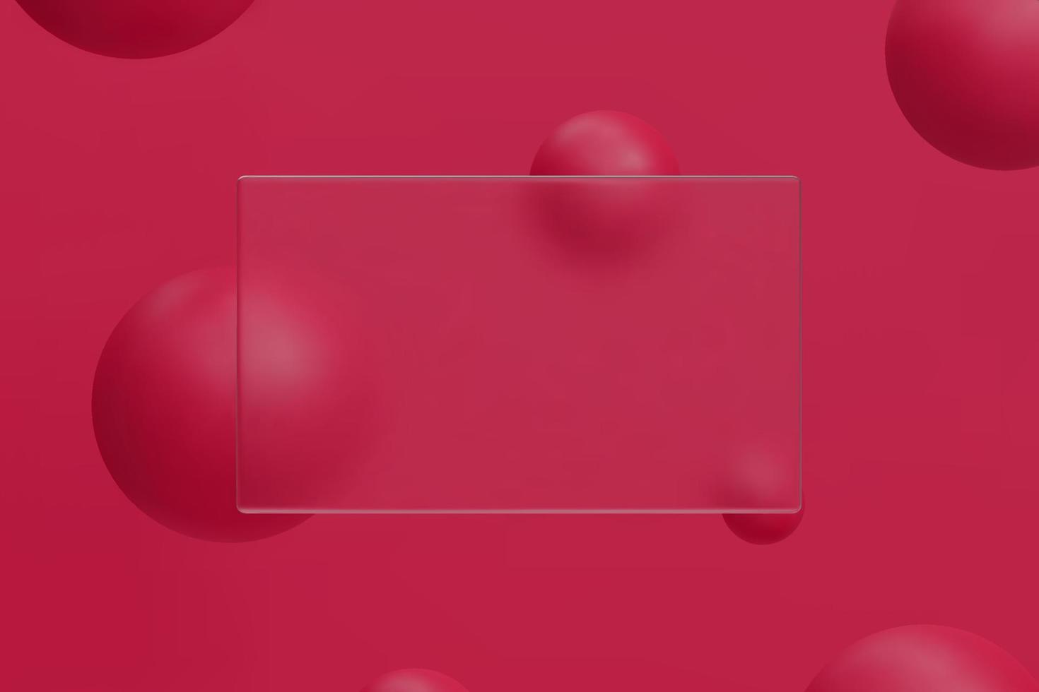 3d abstract achtergrond. glas morfisme concept met meetkundig vormen - gebied, bal, bubbel. berijpt glas effect. modieus viva magenta kleur van de 2023 jaar. vector illustratie realistisch