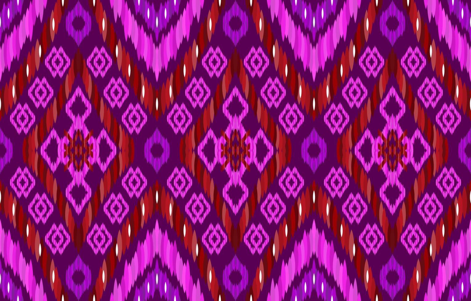 roze Purper ikat patronen. meetkundig tribal wijnoogst retro stijl. etnisch kleding stof ikat naadloos patroon. Indisch Navajo aztec ikat afdrukken vector illustratie. ontwerp voor backdrop structuur kleding textiel.