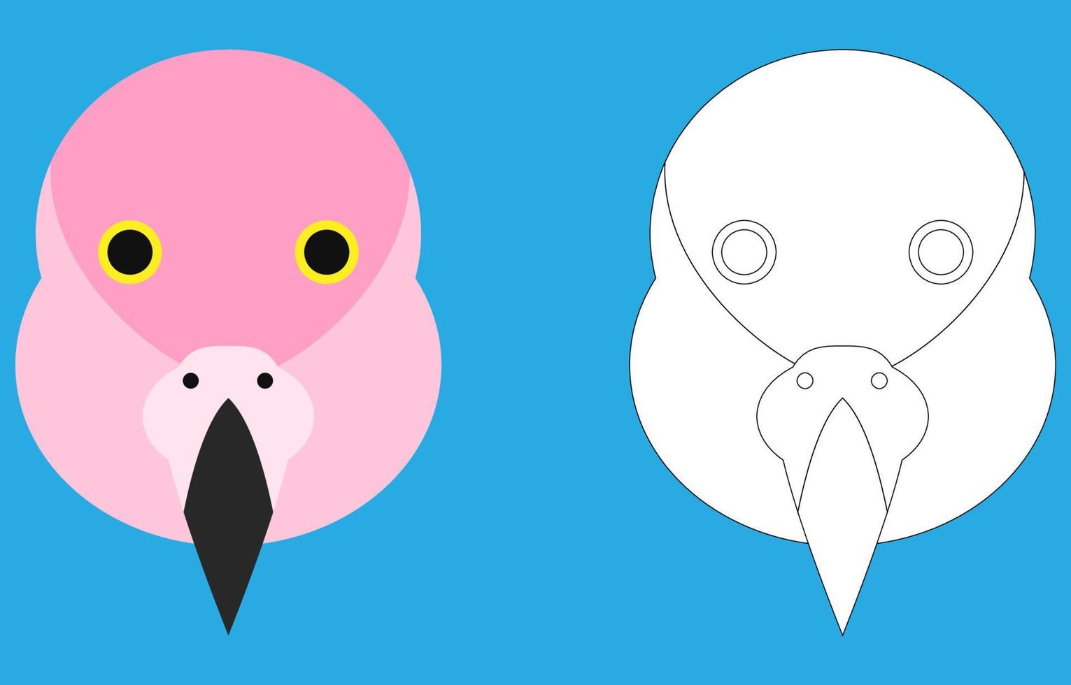 flamingo gezicht tekenfilm karakter. schattig schets flamingo vogel dier gezicht kleur boek voor kinderen. vector illustratie. schets icoon flamingo hoofd. tekenfilm gezicht logo.