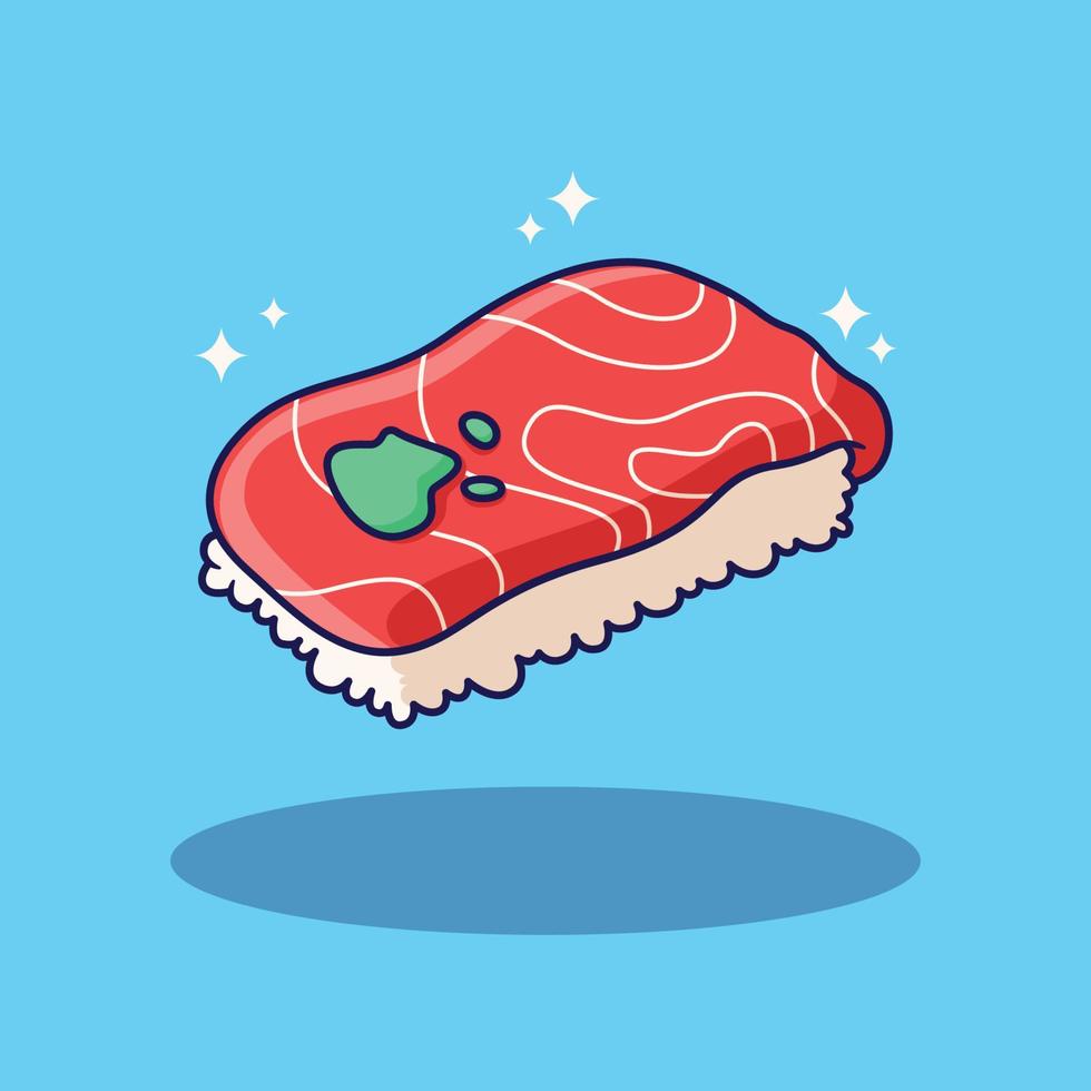 schattig sushi illustratie in vlak ontwerp vector