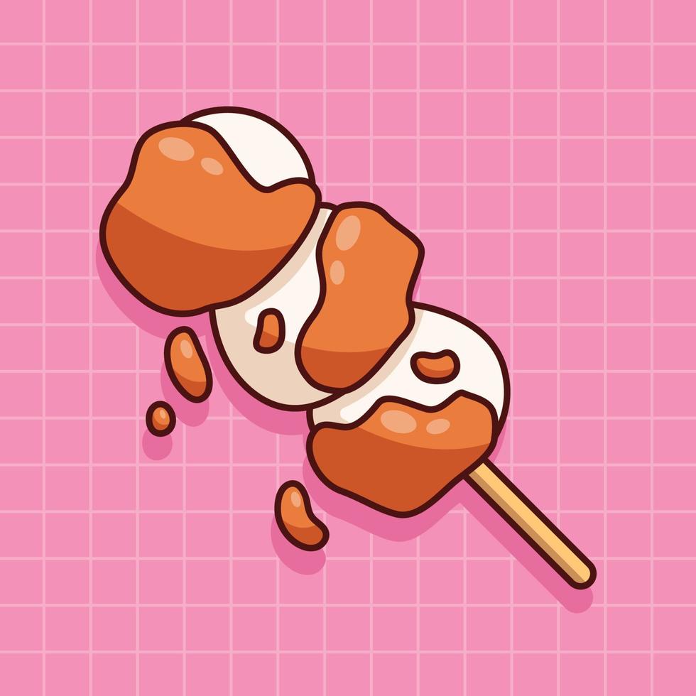 schattig dango Japans toetje illustratie in vlak ontwerp vector