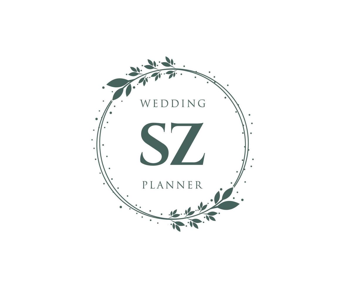 sz initialen brief bruiloft monogram logos verzameling, hand- getrokken modern minimalistisch en bloemen Sjablonen voor uitnodiging kaarten, opslaan de datum, elegant identiteit voor restaurant, boetiek, cafe in vector