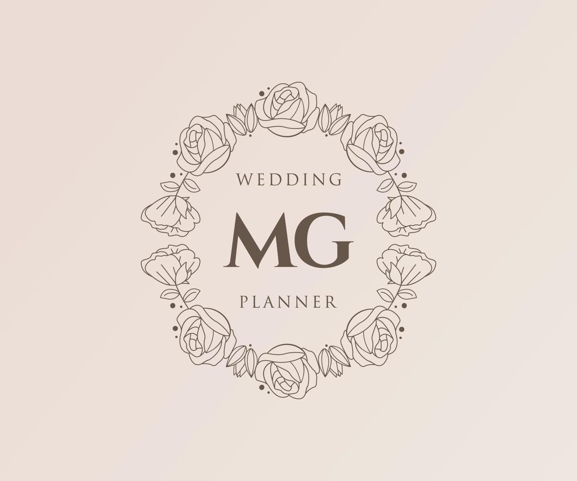 mg initialen brief bruiloft monogram logos verzameling, hand- getrokken modern minimalistisch en bloemen Sjablonen voor uitnodiging kaarten, opslaan de datum, elegant identiteit voor restaurant, boetiek, cafe in vector