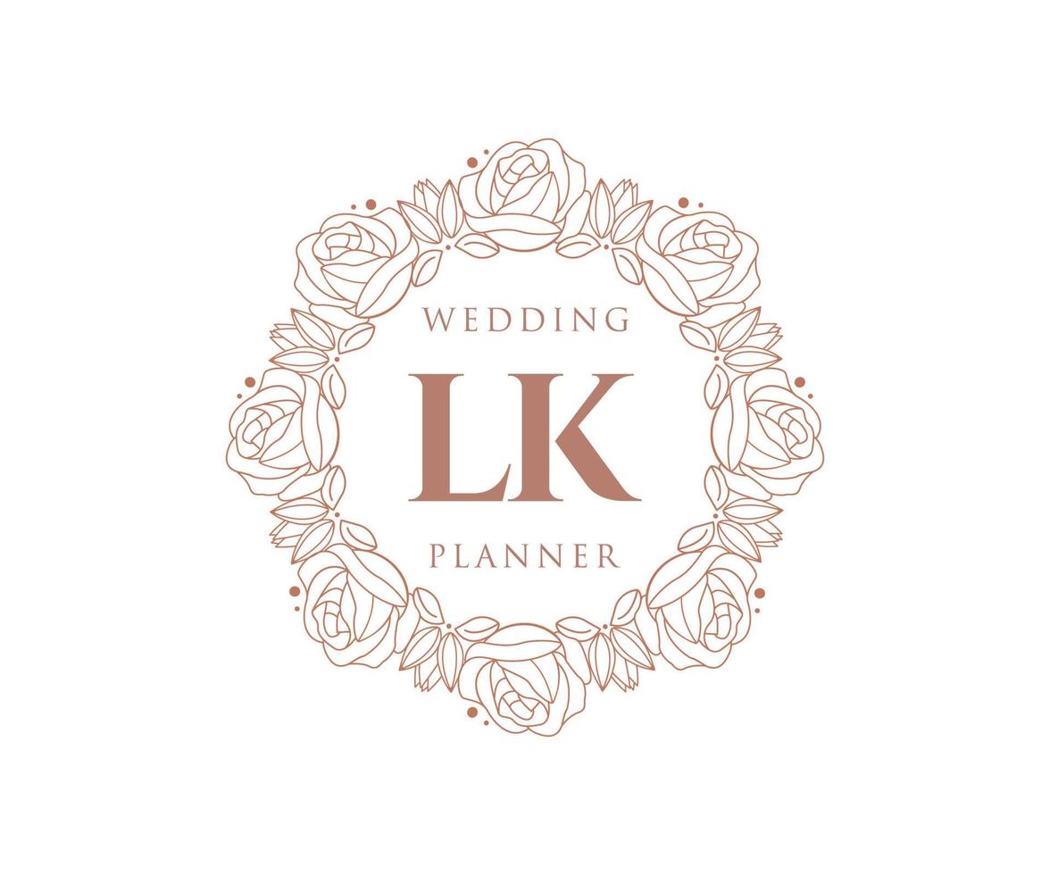 lk initialen brief bruiloft monogram logos verzameling, hand- getrokken modern minimalistisch en bloemen Sjablonen voor uitnodiging kaarten, opslaan de datum, elegant identiteit voor restaurant, boetiek, cafe in vector