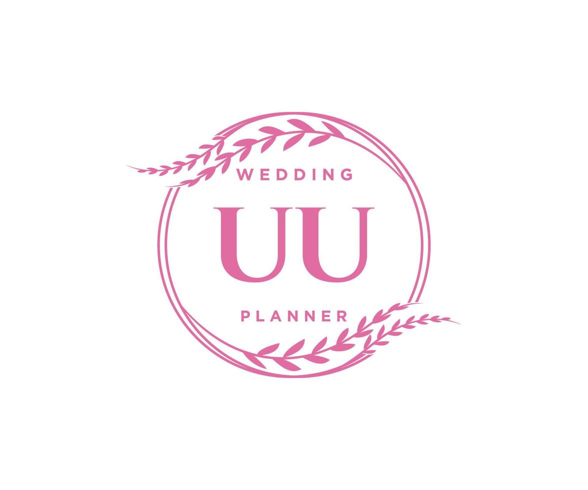 uu initialen brief bruiloft monogram logos verzameling, hand- getrokken modern minimalistisch en bloemen Sjablonen voor uitnodiging kaarten, opslaan de datum, elegant identiteit voor restaurant, boetiek, cafe in vector