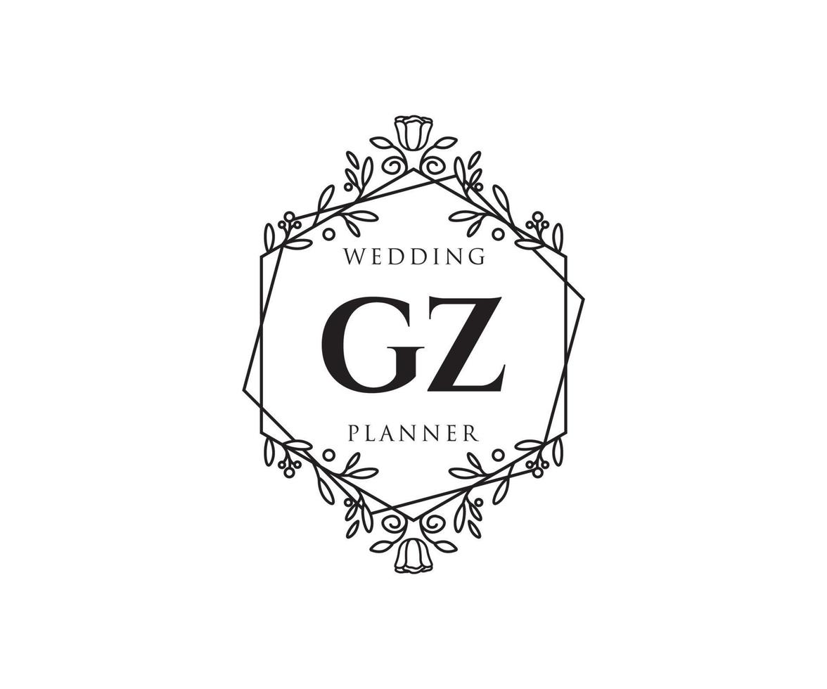 gz initialen brief bruiloft monogram logos verzameling, hand- getrokken modern minimalistisch en bloemen Sjablonen voor uitnodiging kaarten, opslaan de datum, elegant identiteit voor restaurant, boetiek, cafe in vector