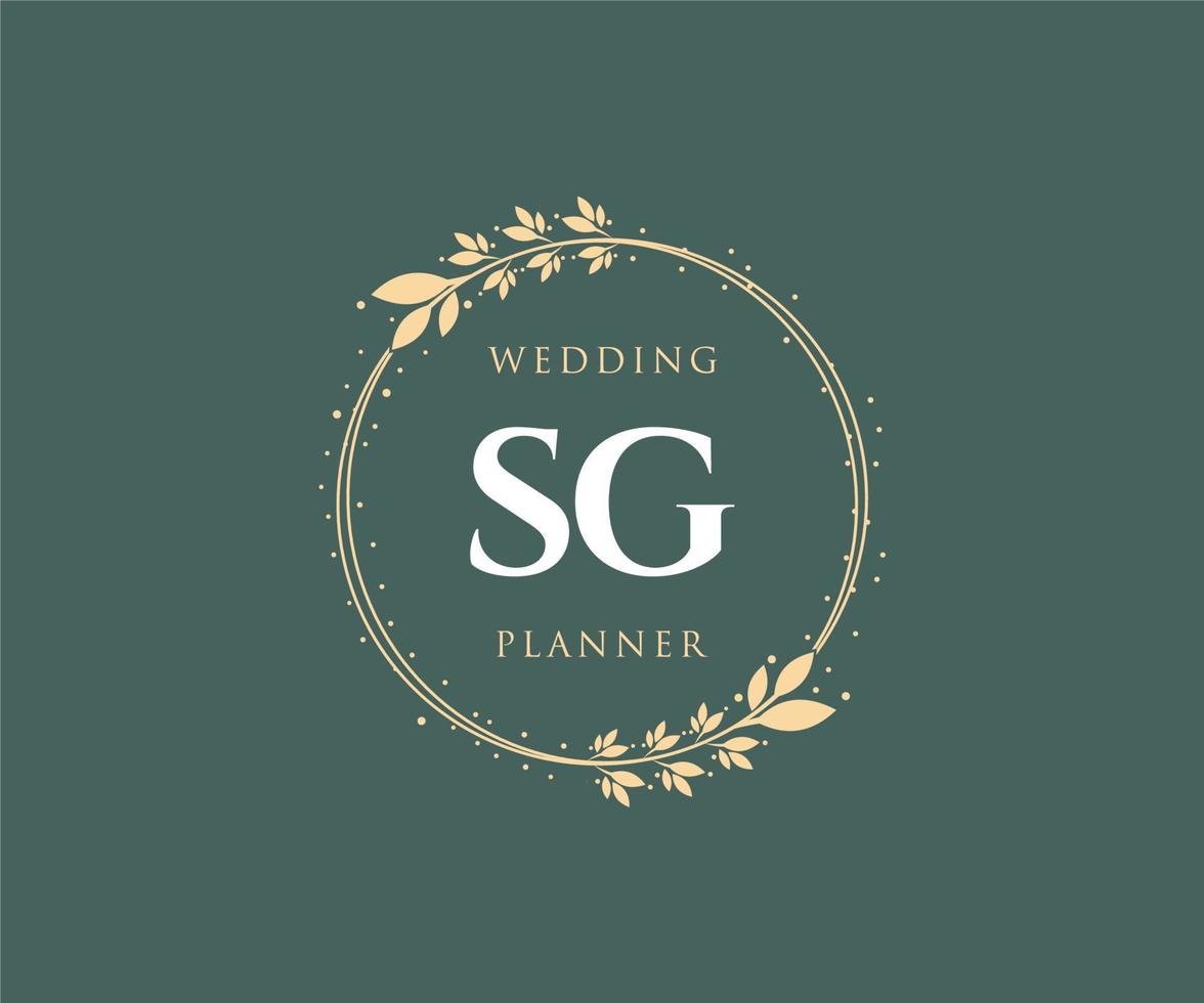 sg initialen brief bruiloft monogram logos verzameling, hand- getrokken modern minimalistisch en bloemen Sjablonen voor uitnodiging kaarten, opslaan de datum, elegant identiteit voor restaurant, boetiek, cafe in vector