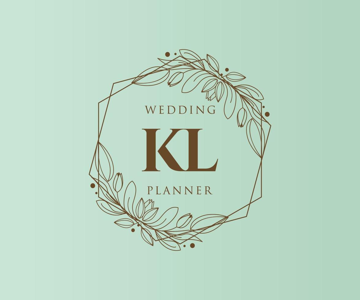 kl initialen brief bruiloft monogram logos verzameling, hand- getrokken modern minimalistisch en bloemen Sjablonen voor uitnodiging kaarten, opslaan de datum, elegant identiteit voor restaurant, boetiek, cafe in vector