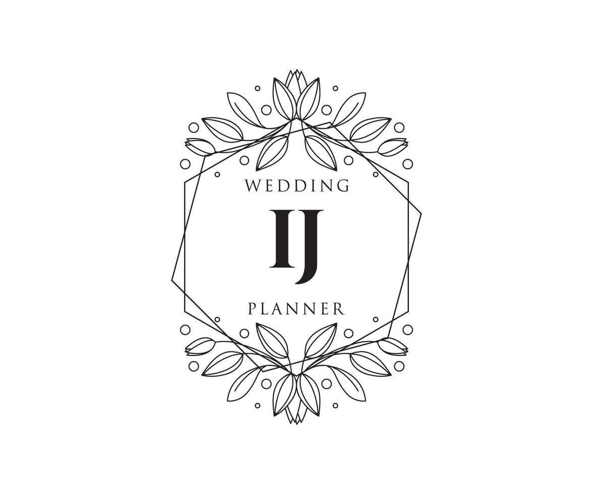 ij initialen brief bruiloft monogram logos verzameling, hand- getrokken modern minimalistisch en bloemen Sjablonen voor uitnodiging kaarten, opslaan de datum, elegant identiteit voor restaurant, boetiek, cafe in vector