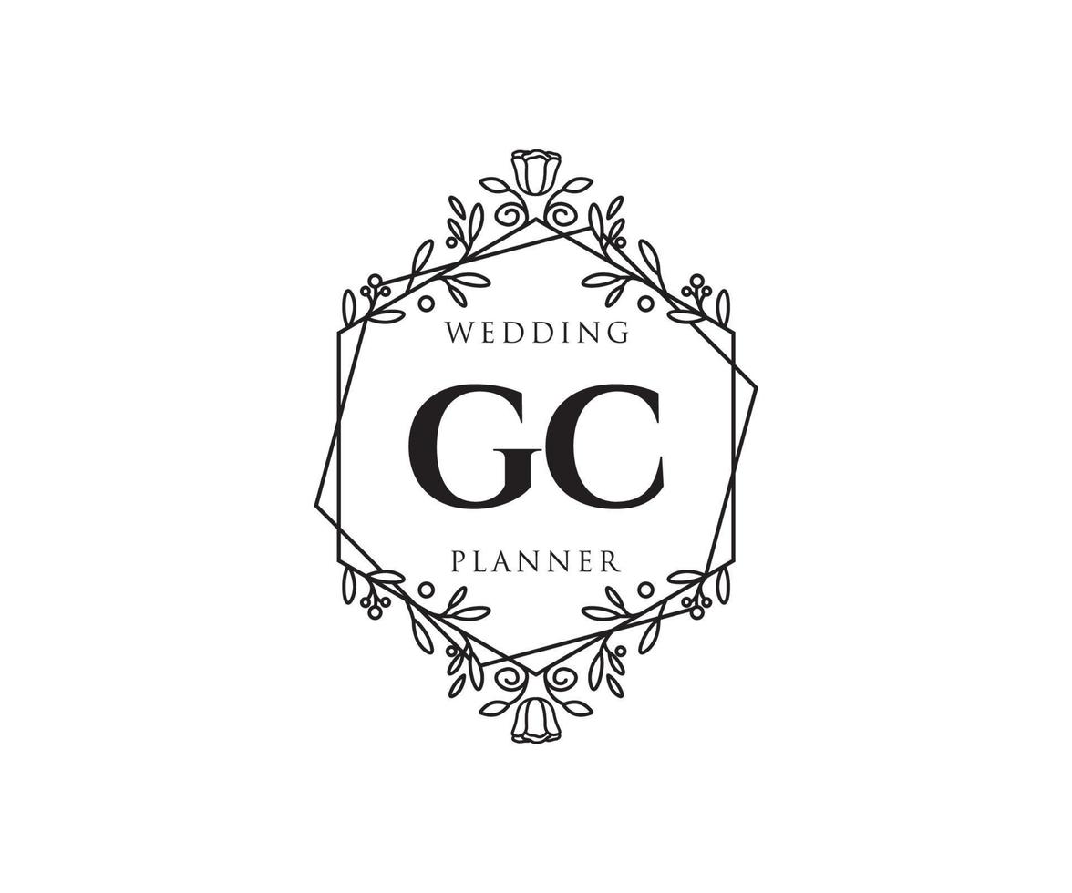 gc initialen brief bruiloft monogram logos verzameling, hand- getrokken modern minimalistisch en bloemen Sjablonen voor uitnodiging kaarten, opslaan de datum, elegant identiteit voor restaurant, boetiek, cafe in vector