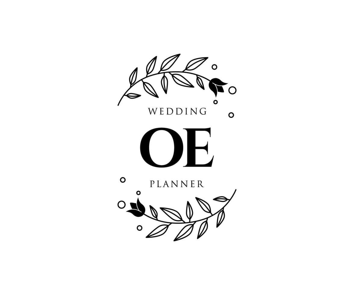 oe initialen brief bruiloft monogram logos verzameling, hand- getrokken modern minimalistisch en bloemen Sjablonen voor uitnodiging kaarten, opslaan de datum, elegant identiteit voor restaurant, boetiek, cafe in vector