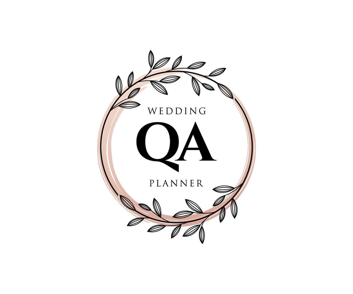 qa initialen brief bruiloft monogram logos verzameling, hand- getrokken modern minimalistisch en bloemen Sjablonen voor uitnodiging kaarten, opslaan de datum, elegant identiteit voor restaurant, boetiek, cafe in vector