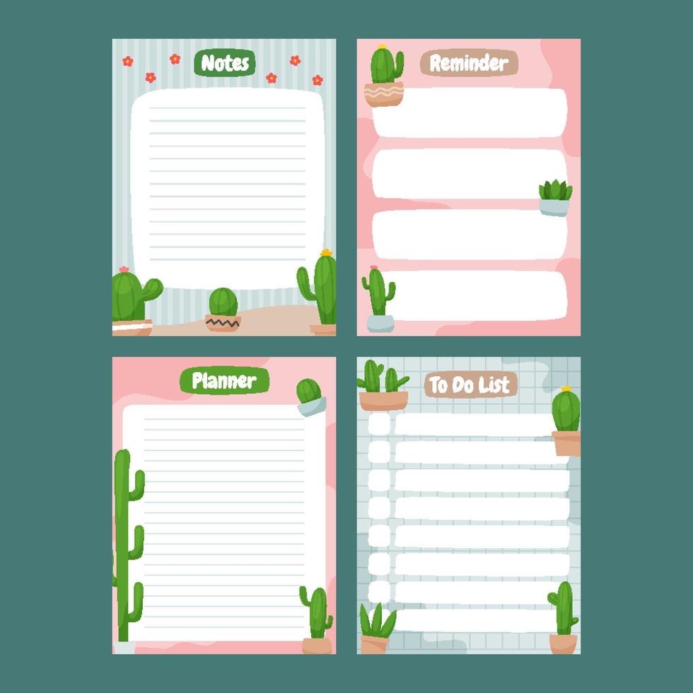 groen cactus themed logboek sjabloon vector