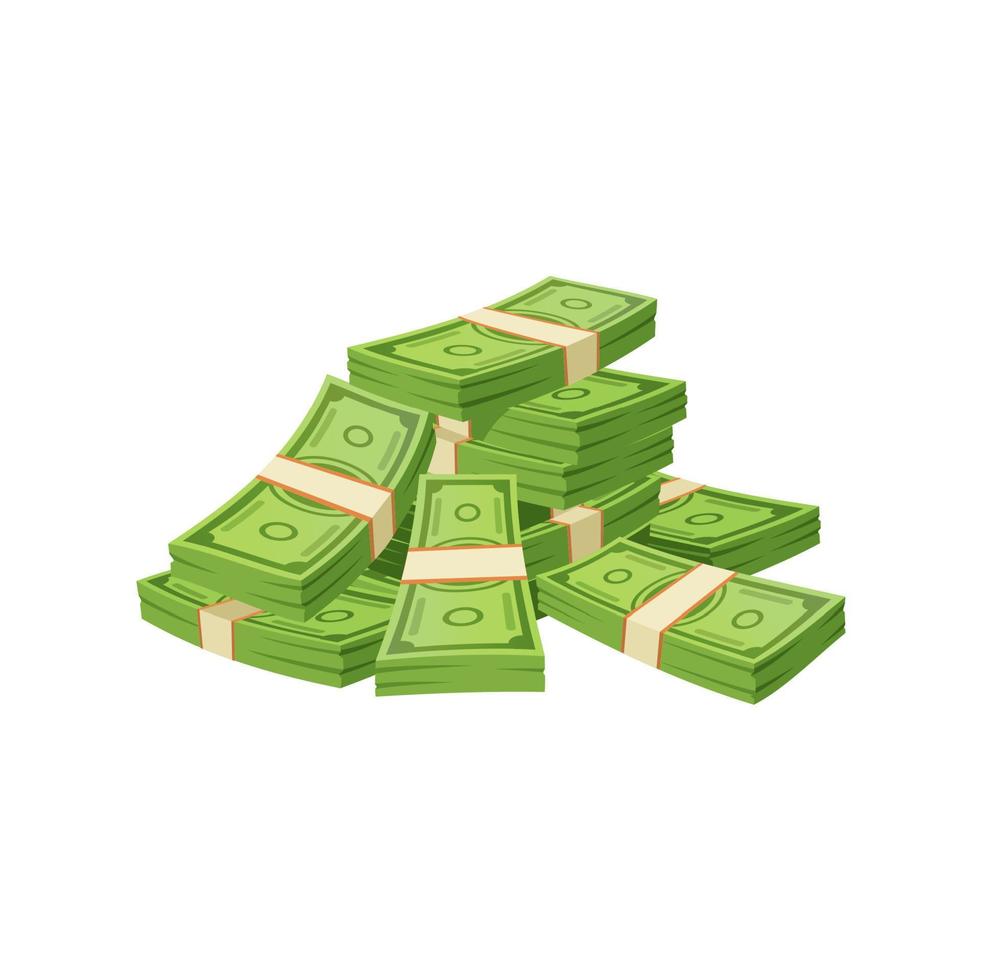 tekenfilm papier bankbiljetten, geld contant geld, valuta stapel vector