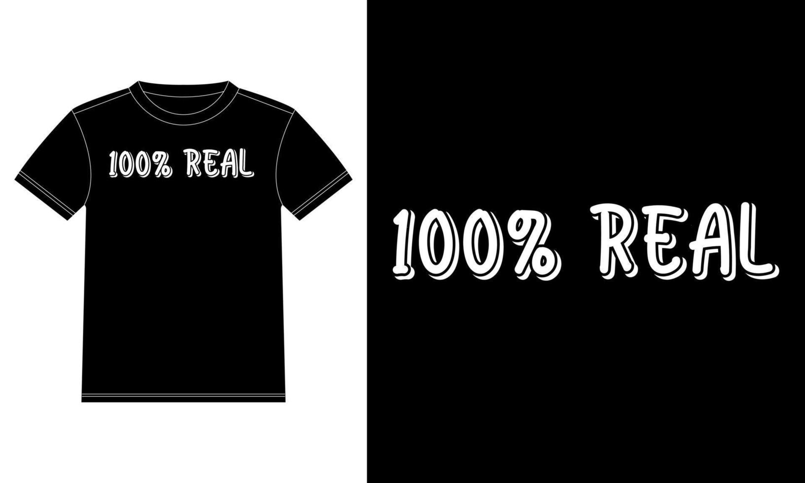 100 percentage echt koel typografie t-shirt ontwerp sjabloon, auto venster sticker, peul, omslag, geïsoleerd zwart achtergrond vector
