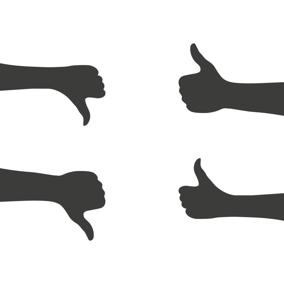 duim omhoog en duim naar beneden teken. silhouetten handen. vector illustratie