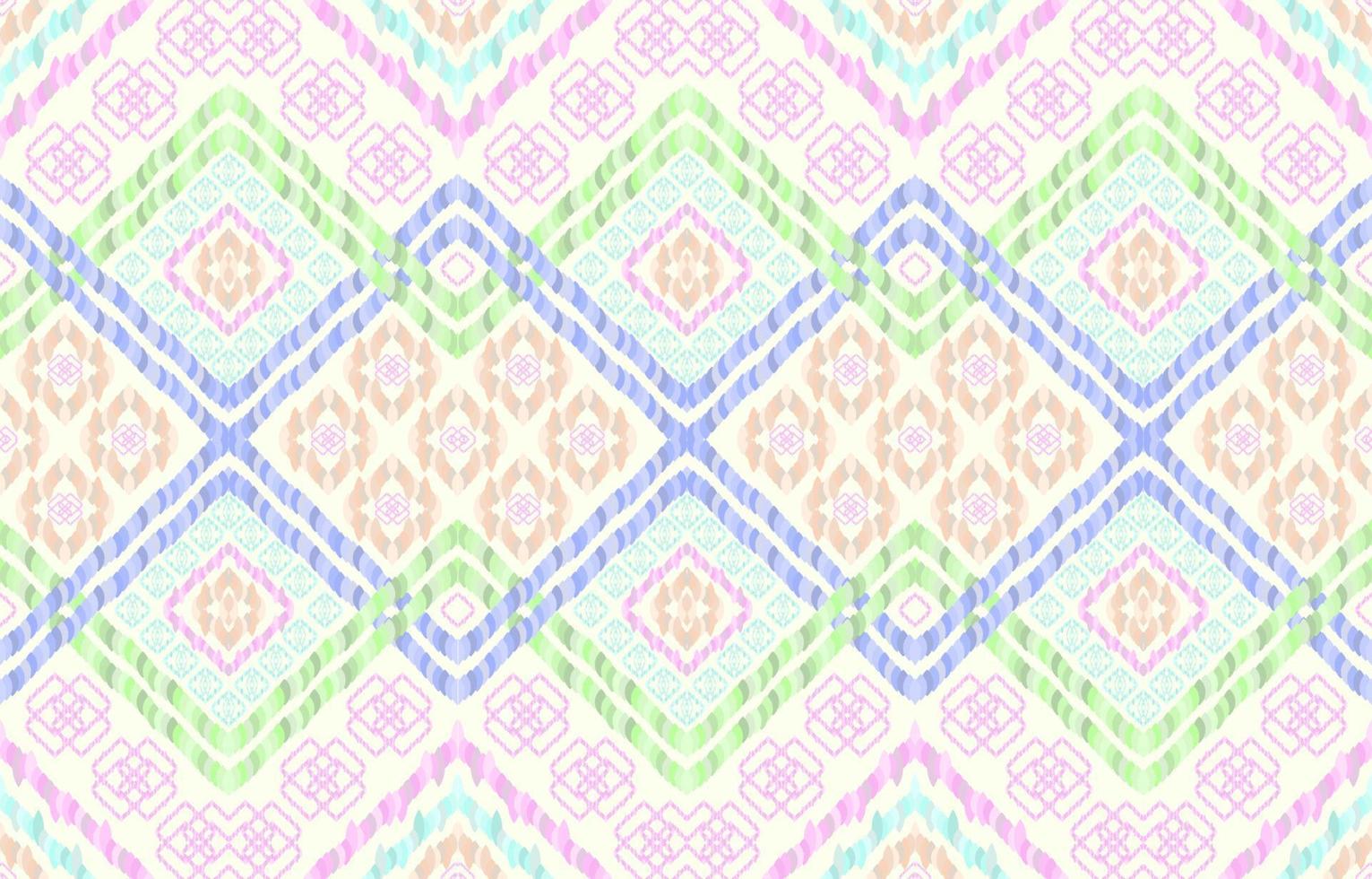 pastel kleur ikat patronen. meetkundig motief boho wijnoogst retro stijl. etnisch kleding stof ikat naadloos patroon. minimaal volk ikat afdrukken vector illustratie. ontwerp voor backdrop structuur kleding textiel.