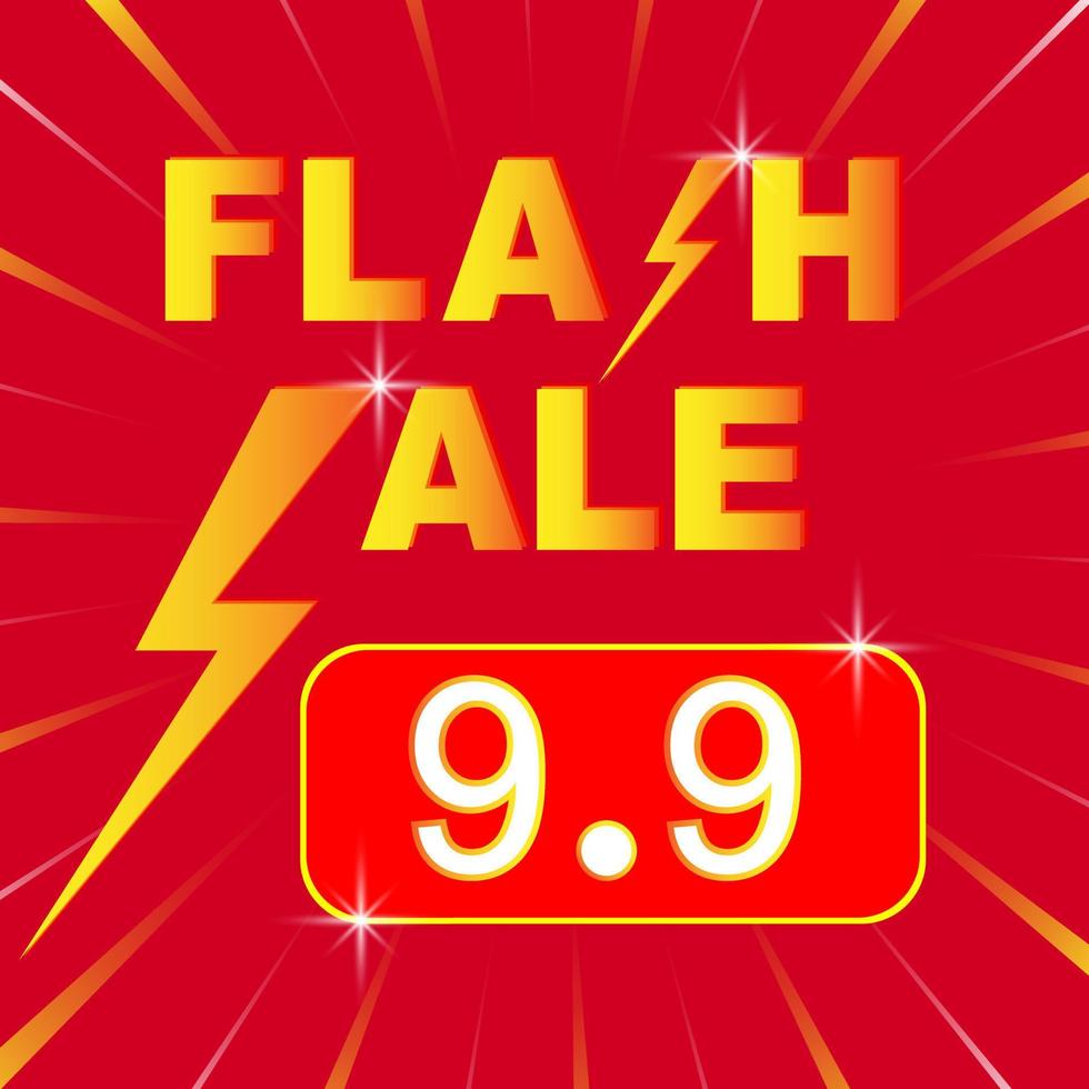 9.9 flash uitverkoop sociaal media afzet achtergrond sjabloon. flash uitverkoop boodschappen doen poster of banier met flash icoon en 9.9 tekst Aan rood achtergrond. speciaal aanbod flash uitverkoop campagne of Promotie. vector. vector