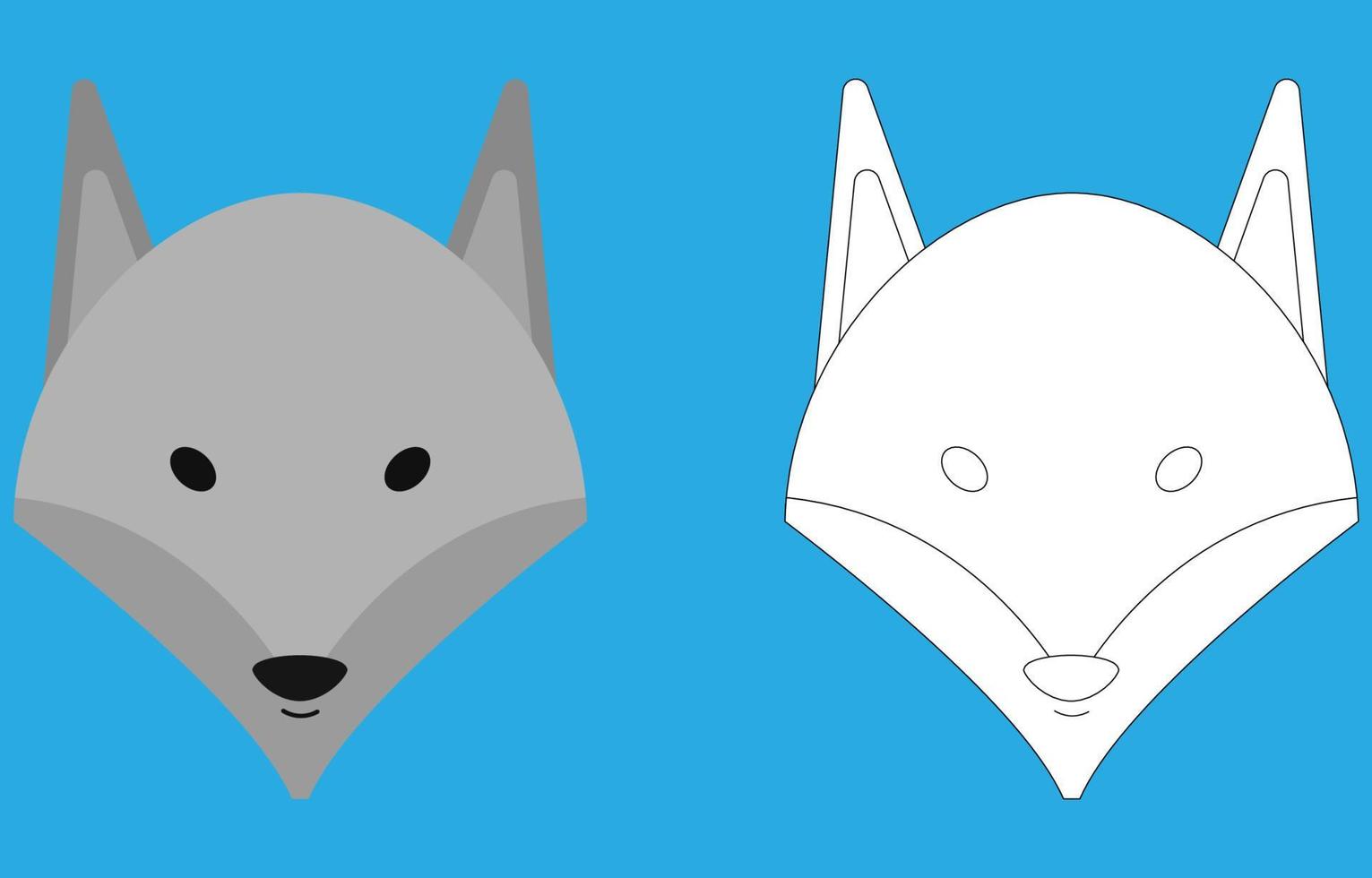 wolf gezicht tekenfilm karakter. schattig schets wolf dier gezicht kleur boek voor kinderen. vector illustratie. schets icoon wolf hoofd. tekenfilm gezicht logo.