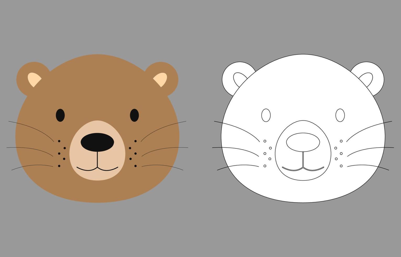 Otter gezicht tekenfilm karakter. schattig schets Otter dier gezicht kleur boek voor kinderen. vector illustratie. schets icoon Otter hoofd. tekenfilm gezicht logo.