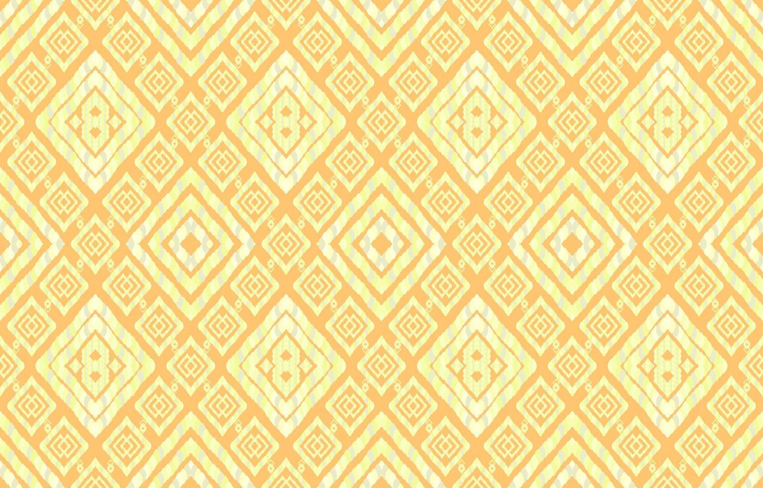 elegant pastel geel kleur ikat patronen. meetkundig rijst- zaad lijn motief retro stijl. etnisch kleding stof ikat naadloos patroon. Aziatisch volk ikat afdrukken vector ontwerp voor structuur kleding textiel behang.