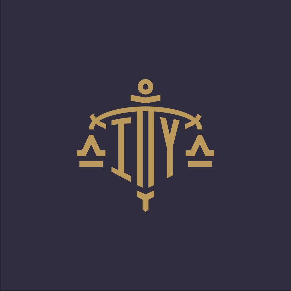 monogram iy logo voor wettelijk firma met meetkundig schaal en zwaard stijl vector
