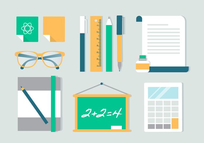 Gratis Flat Design Vector School Pictogrammen