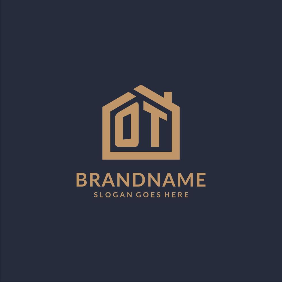 eerste brief ot logo met gemakkelijk minimalistische huis vorm icoon ontwerp vector